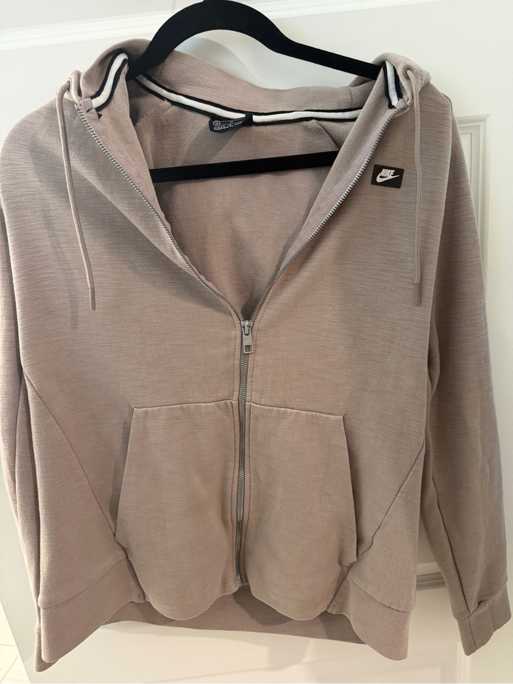 Nike Women's Zip Front Utility Hoodie in Taupe Beige